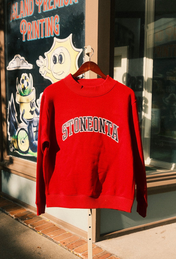 Mock Neck Crewneck Red