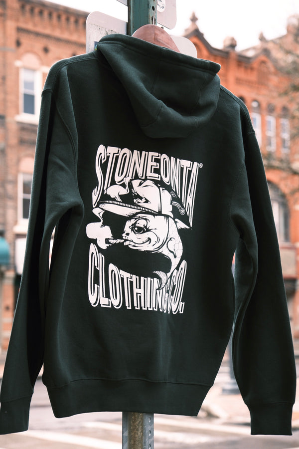 Fish Hoodie Forest Green