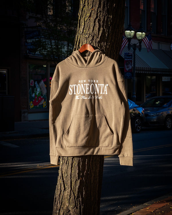 Heavyweight Serif Hoodie Olive Green