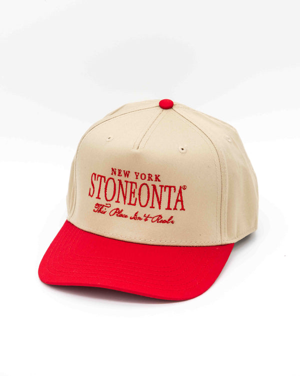 Structured Baseball Hat Red/Kahki Serif