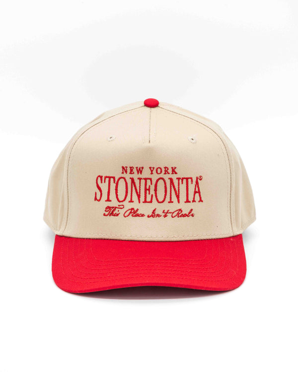 Structured Baseball Hat Red/Kahki Serif