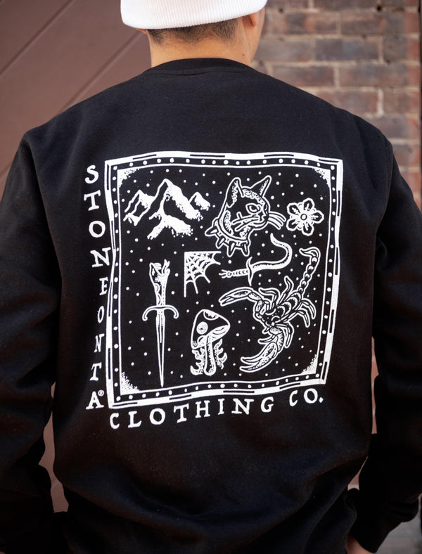 Flash Tattoo Crewneck Black
